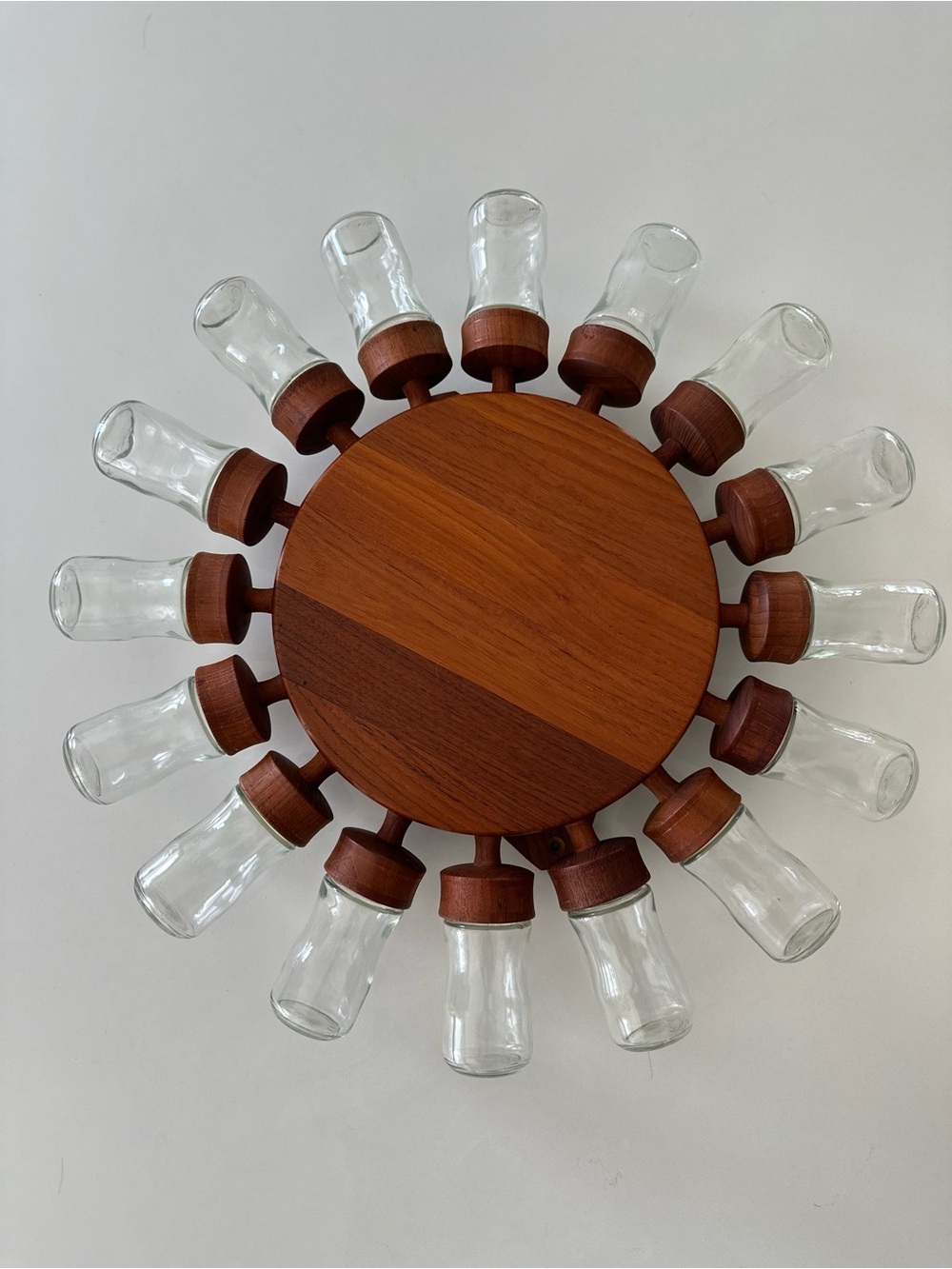 MCM Teak Wall-Mounted Lazy Susan Spice Rack